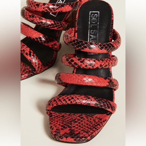 Sol Sana Judy Tubular Mules in Red and Black snake print, size 40, $125 - Picture 5 of 7
